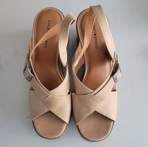 Lucky Brand Women's Boho Delaynee Platform Slingback Wedge Sandals Size 11 - Picture 2 of 8